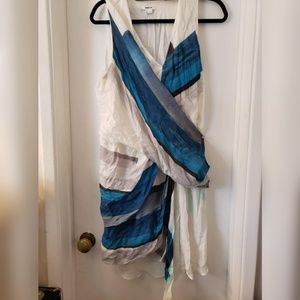 Helmut Lang printed silk, drape front dress